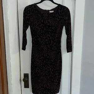Cache Women’s Purple Velvet Leopard Print Knee Length Dress X9